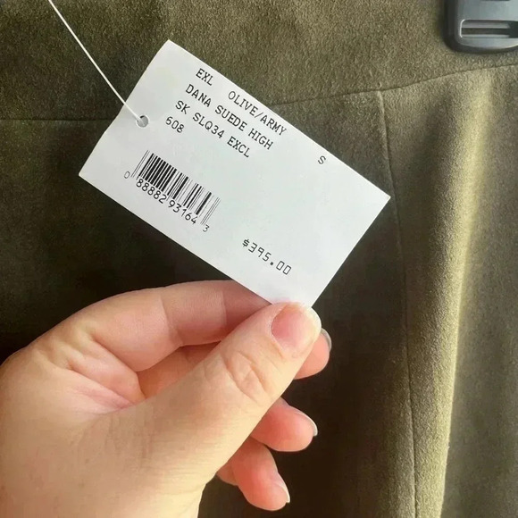 Intermix NWT $395 Dana Suede High Waist Olive green Pencil Slit Skirt Size Small - Picture 5 of 8